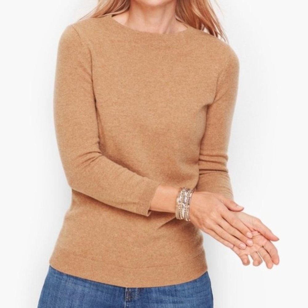 Talbots 100% Cashmere Audrey Sweater Camel Tan XS